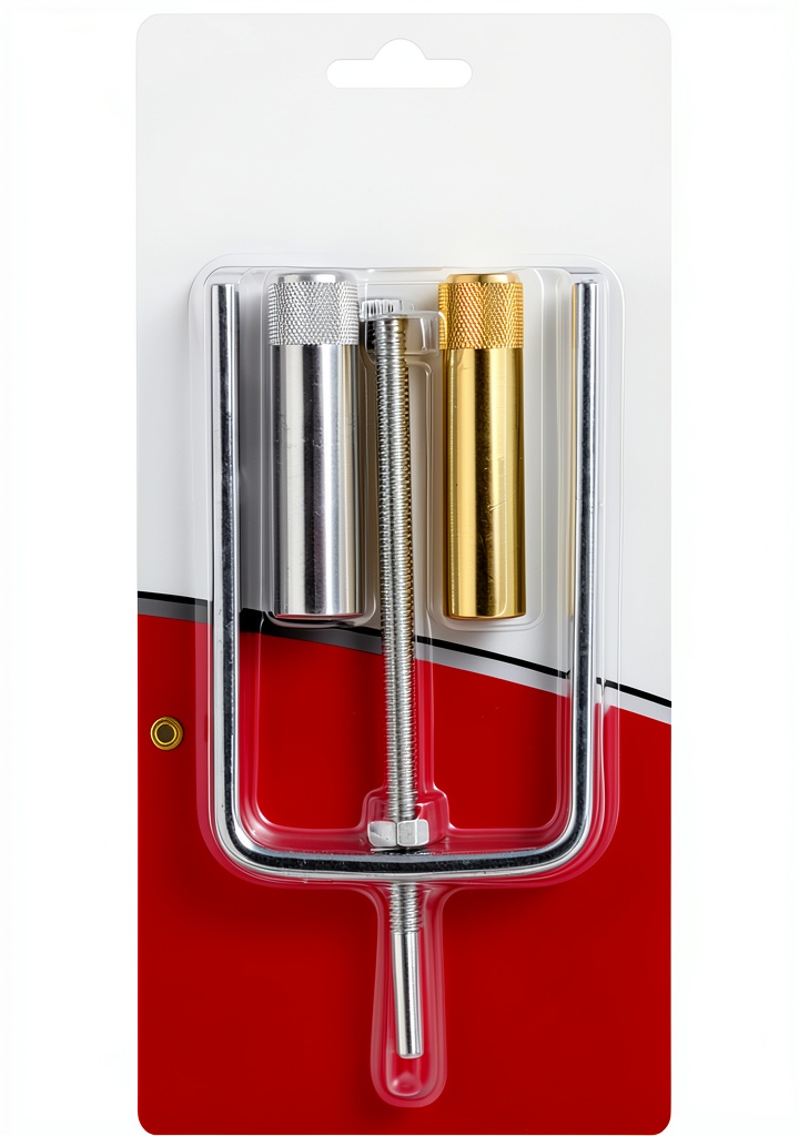 Autocraft steering wheel puller being used on a car's steering column