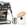 Knock Box SpringPosh Espresso Maple Lid 5.3" Opening Champagne White-5
