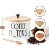 Coffee Filter Holder white large container with Bamboo Lid Acshio-1