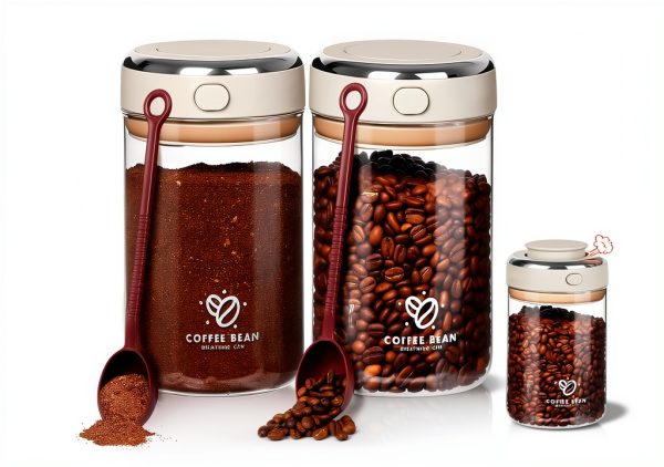 Coffee Bean Storage Container 2 Pack 37oz Glass Airtight with Scoop-0