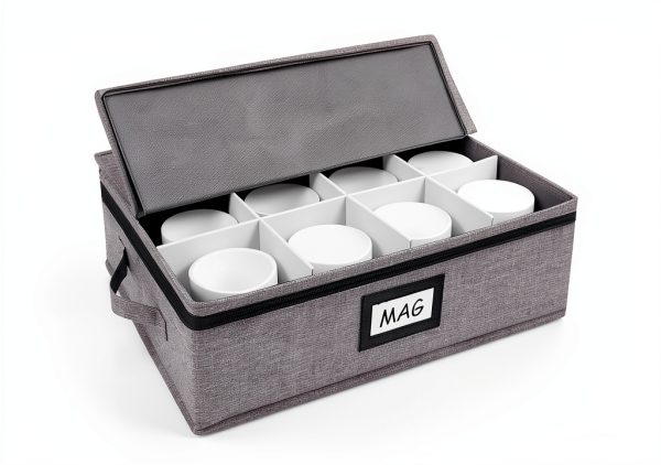 Mug Storage Box HURZMORO Gray Hard Shell with 12 Compartments-1