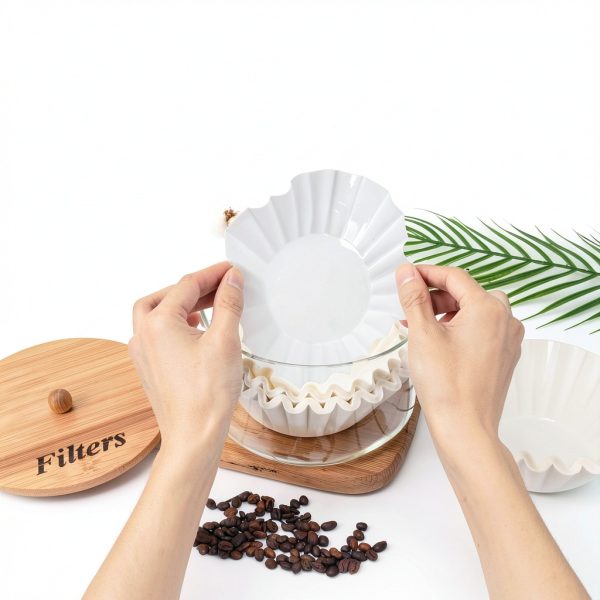 Coffee Filter Holder Essentials Glass Container with Bamboo Lid-3