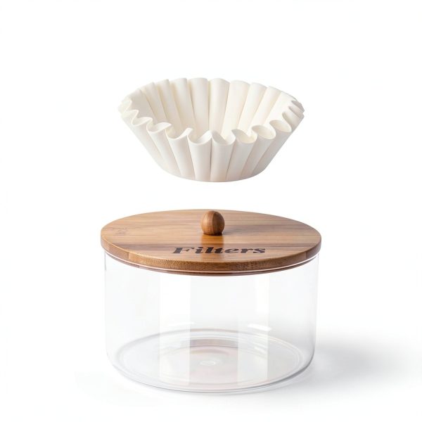 Coffee Filter Holder Essentials Glass Container with Bamboo Lid-6