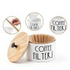Coffee Filter Holder white large container with Bamboo Lid Acshio-2