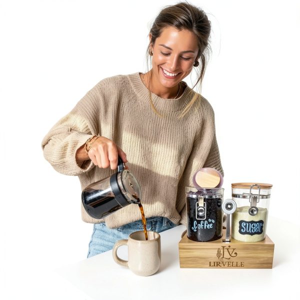 Airtight Coffee Canister Lirvelle 9-Piece Set with Bamboo Base, Scoop-6