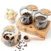 Glass Coffee Canister Set with Bamboo Shelf and Spoon – LYHLYA 2x47oz-5
