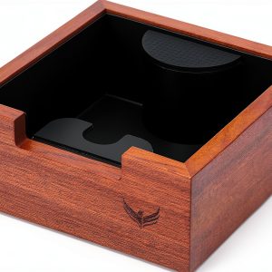 Rosewood Espresso Knock Box KNODOS – Shock Bar & Non‑Slip Base 7×7×3in-0
