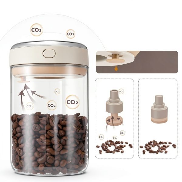 Coffee Bean Storage Container 2 Pack 37oz Glass Airtight with Scoop-2