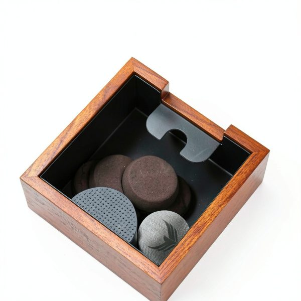 Rosewood Espresso Knock Box KNODOS – Shock Bar & Non‑Slip Base 7×7×3in-5