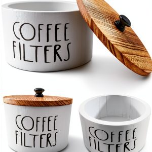 Wooden Coffee Filter Holder Sunshinegard Rustic Lid White-0