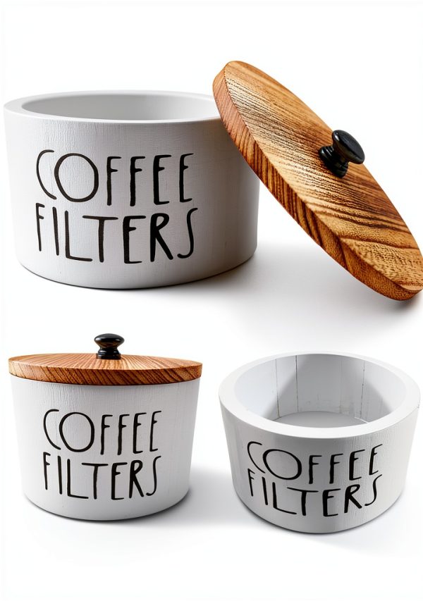Wooden Coffee Filter Holder Sunshinegard Rustic Lid White-0