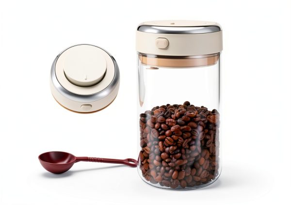 Coffee Bean Storage Container 2 Pack 37oz Glass Airtight with Scoop-1