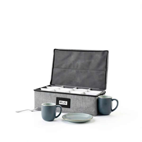 Mug Storage Box HURZMORO Gray Hard Shell with 12 Compartments-6