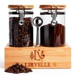 Airtight Coffee Canister Lirvelle 9-Piece Set with Bamboo Base, Scoop-0
