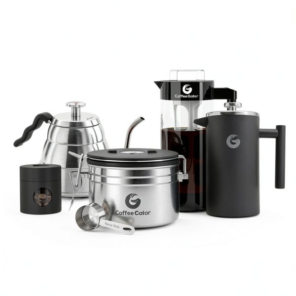Coffee Gator Coffee Canister 22oz Gray Airtight Steel Date Tracker-8