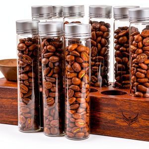 Coffee Bean Storage Tubes KNODOS 10‑Piece Dosing Set with Wood Stand-0