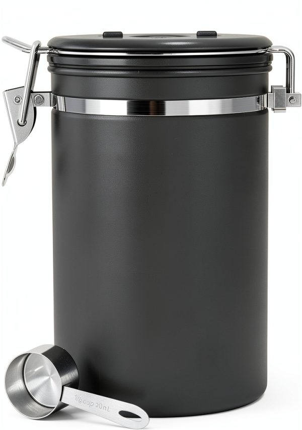 Coffee Gator Coffee Canister 22oz Gray Airtight Steel Date Tracker-0