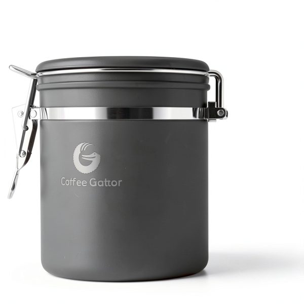 Coffee Gator Coffee Canister 22oz Gray Airtight Steel Date Tracker-5
