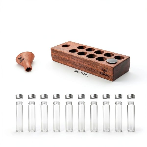 Coffee Bean Storage Tubes KNODOS 10‑Piece Dosing Set with Wood Stand-3