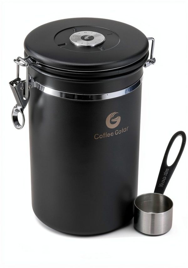 Coffee Gator Coffee Canister 22oz Gray Airtight Steel Date Tracker-9