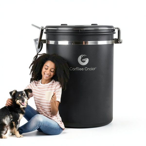 Coffee Gator Coffee Canister 22oz Gray Airtight Steel Date Tracker-2