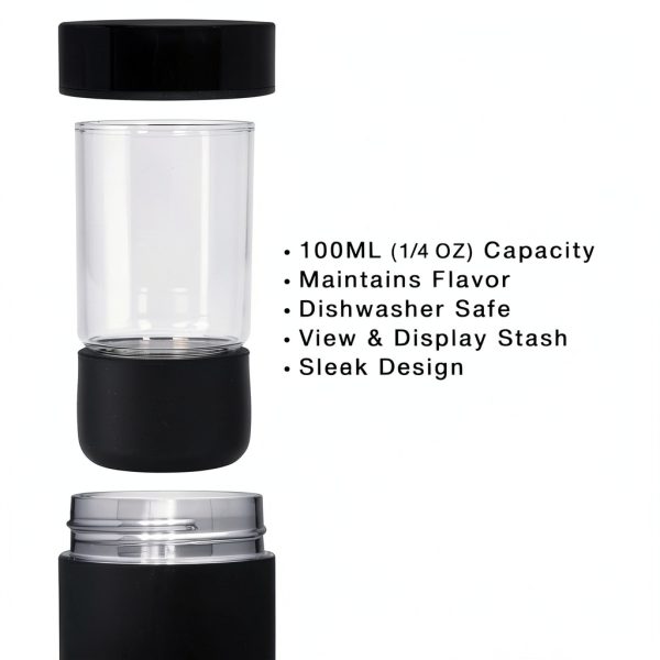 Mini Airtight Storage Container nugbuddy - 100ml Black Insulated Jar-1