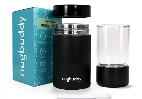 Mini Airtight Storage Container nugbuddy - 100ml Black Insulated Jar-0